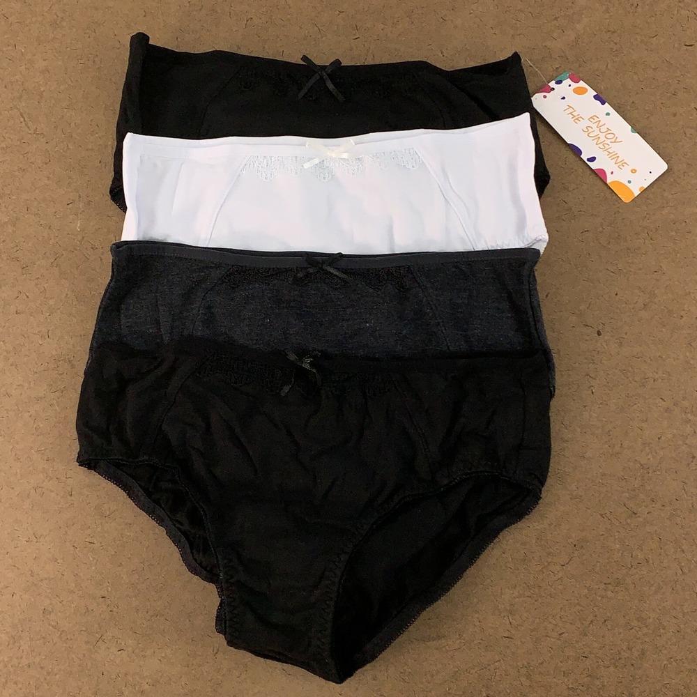 Enjoy The Sunshine Women's Size Small Black Gray White 4 Pack Bikini Panties NWT